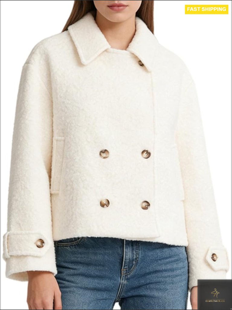 Women Double Breasted Pea Coat Warm Fully Lined Blazer Jacket With Pockets